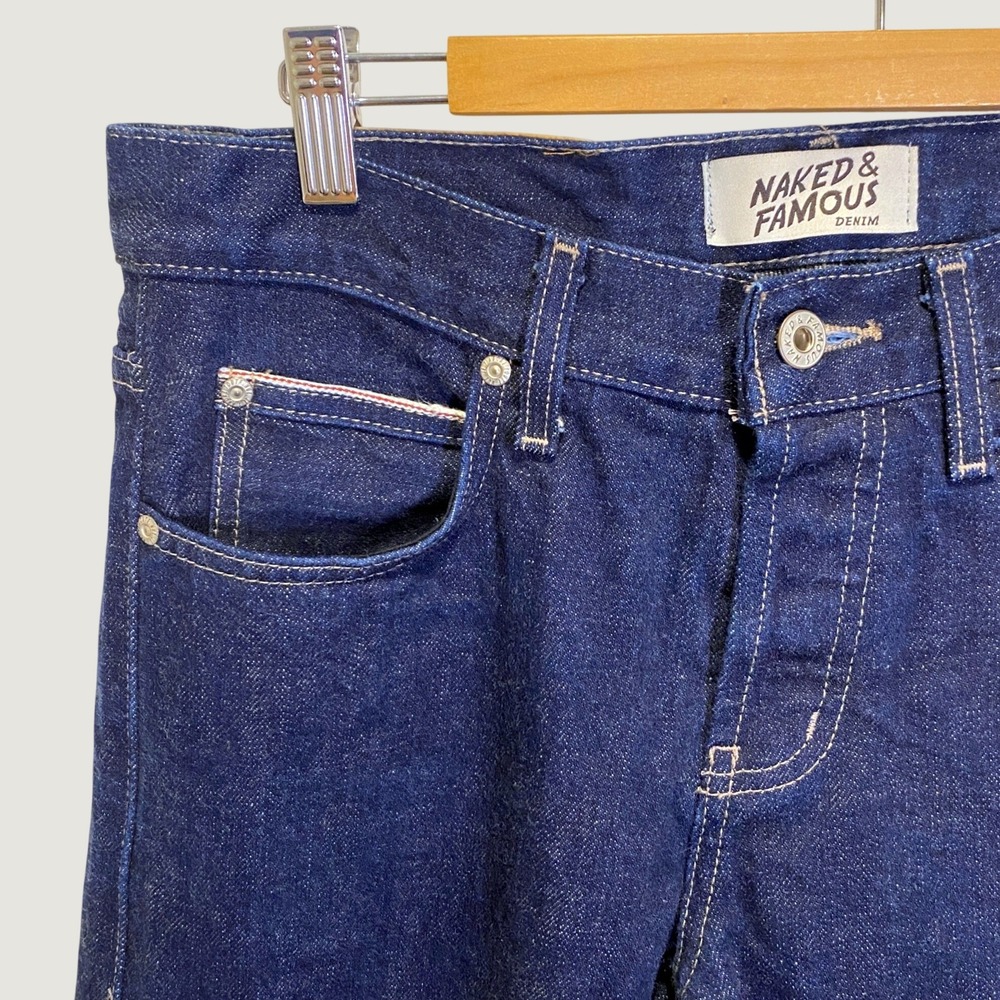 Naked & Famous Super Skinny Guy Jeans Mens 32 Indigo Excellent Organic Selvedge